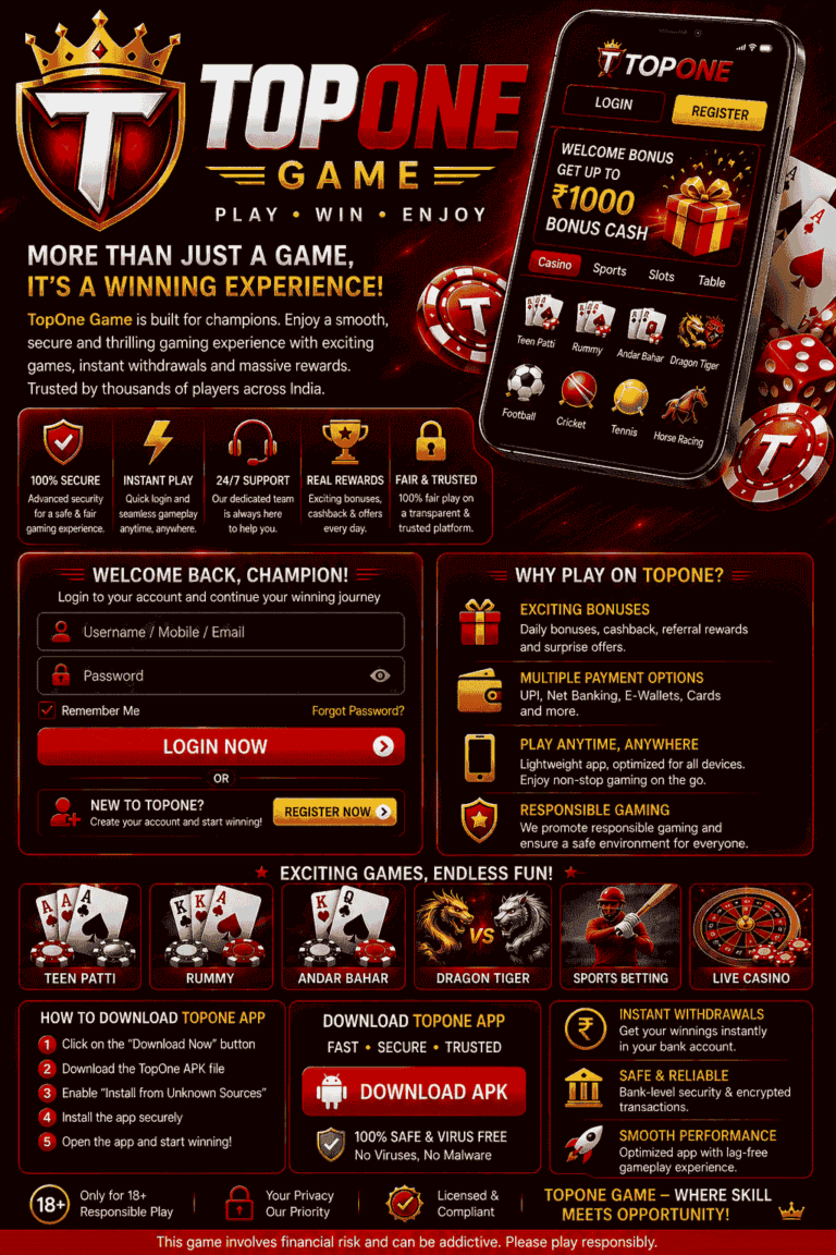 Topone Game Login, Topone App Login, Topone Game Account